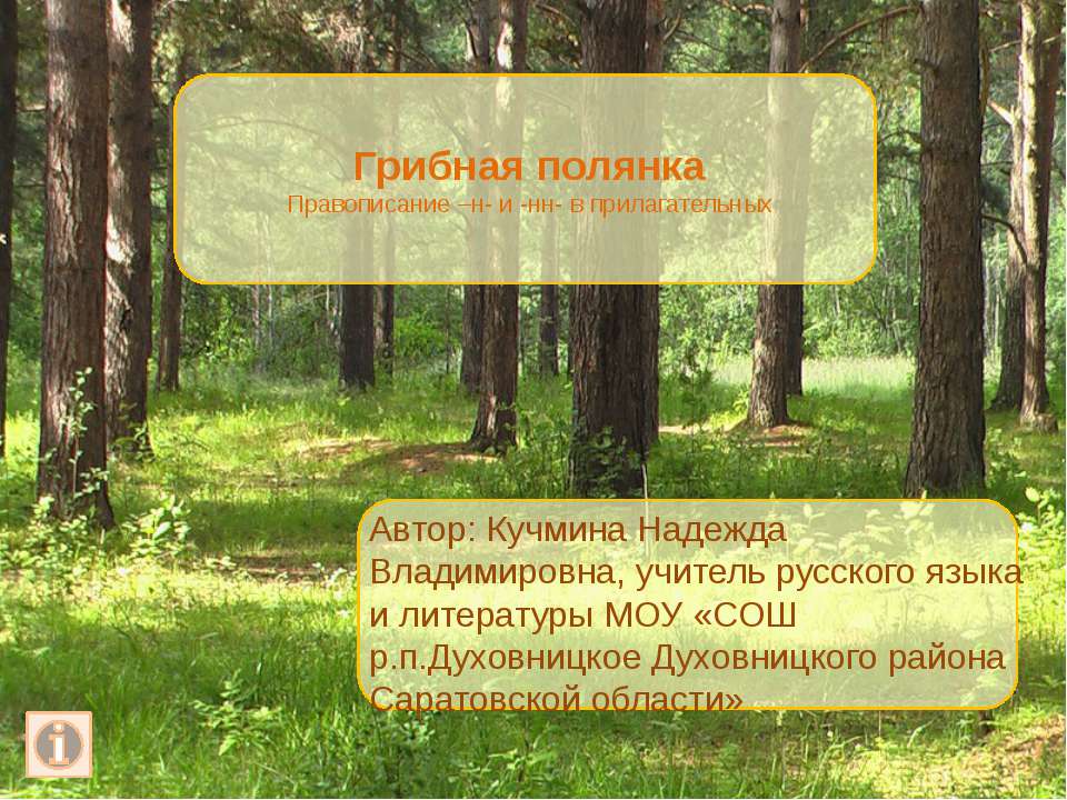 Грибная полянка. Правописание –н- и -нн- в прилагательных - Скачать Читать Лучшую Школьную Библиотеку Учебников