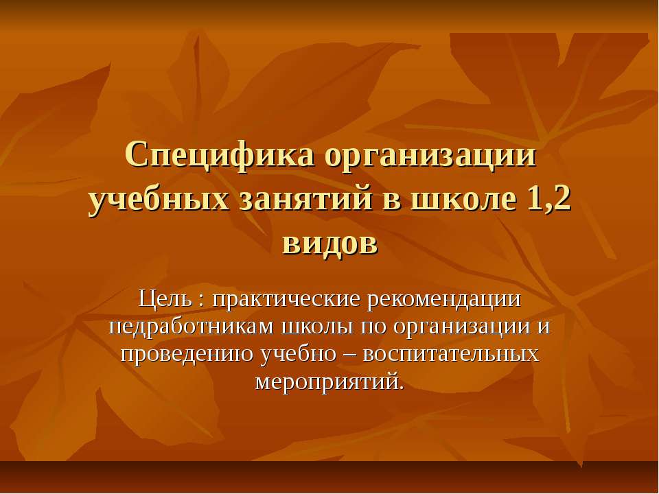 Специфика организации учебных занятий в школе 1,2 видов - Скачать Читать Лучшую Школьную Библиотеку Учебников